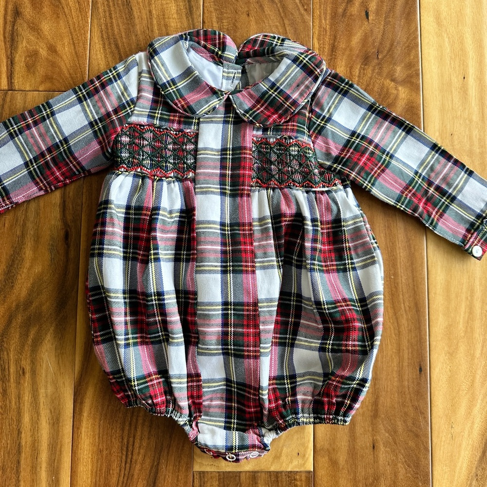 Cecil and Lou Christmas Tartan Bubble Size 6mo